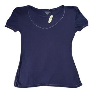 Victoria's Secret Lightweight Navy‎ Blue Short Sleeve Shirt Large Normcore NWT